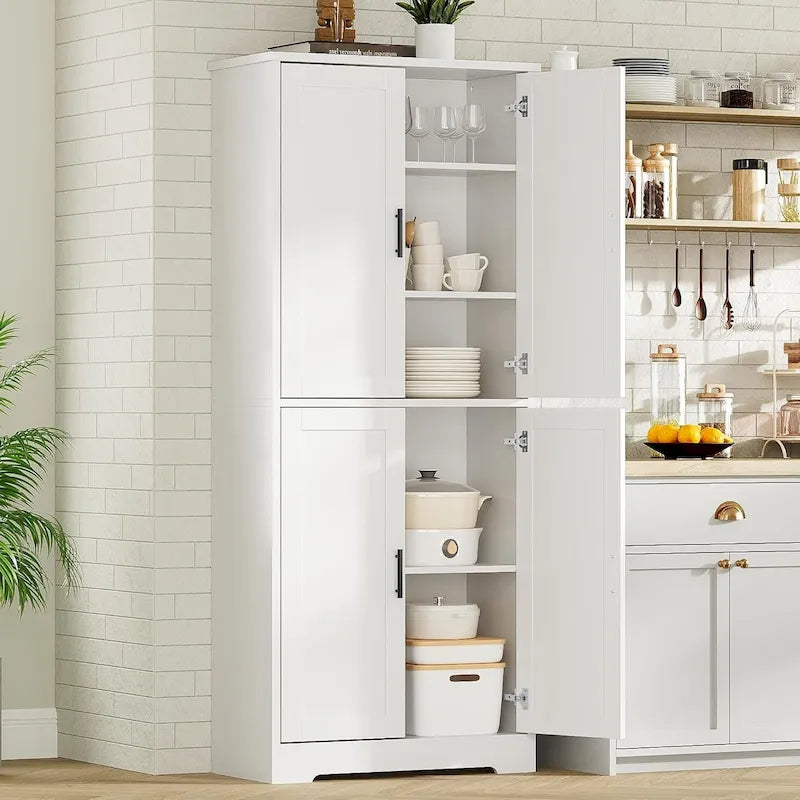 Kitchen Pantry Cabinet, Freestanding Pantry Storage Cabinet with Doors and Shelves