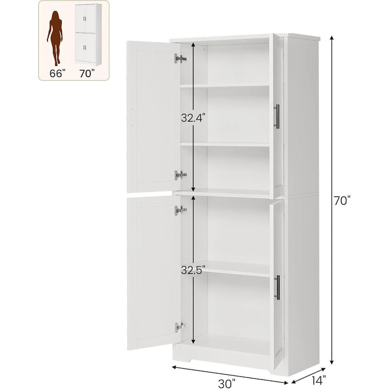 Kitchen Pantry Cabinet, Freestanding Pantry Storage Cabinet with Doors and Shelves