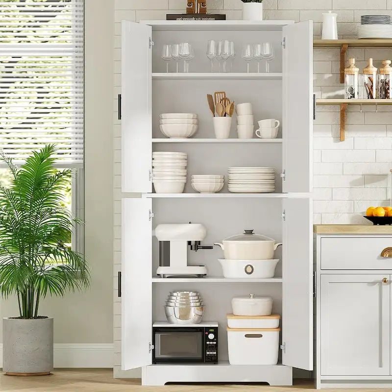 Kitchen Pantry Cabinet, Freestanding Pantry Storage Cabinet with Doors and Shelves