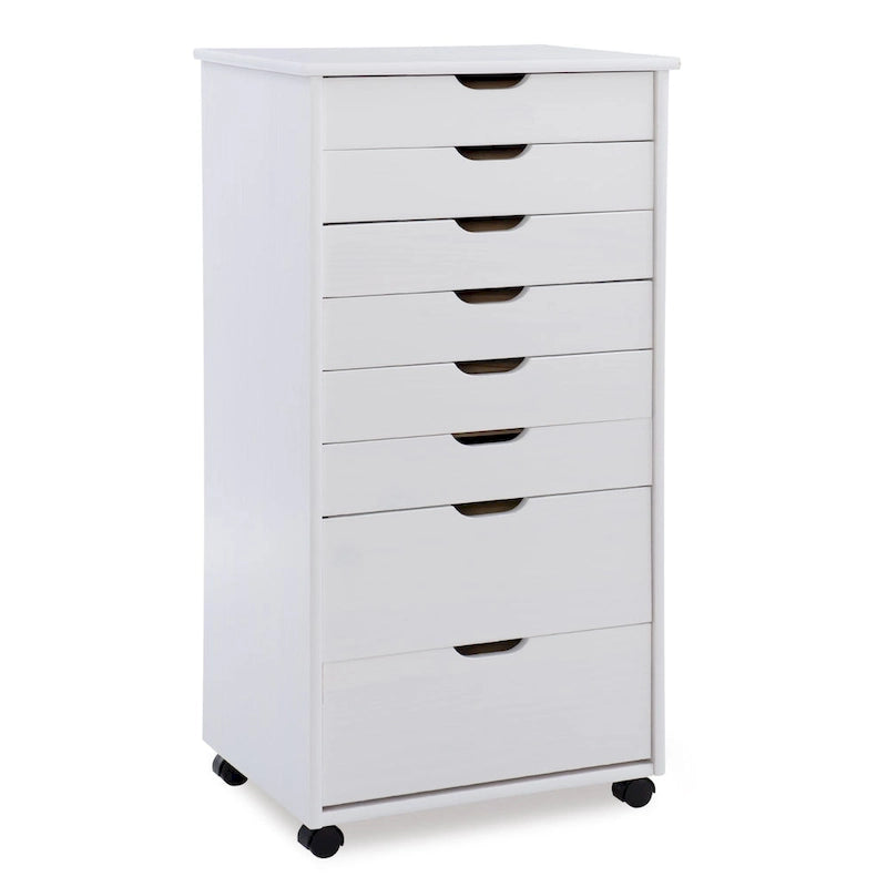 40 White Rolling Storage Cabinet with 8 Drawer