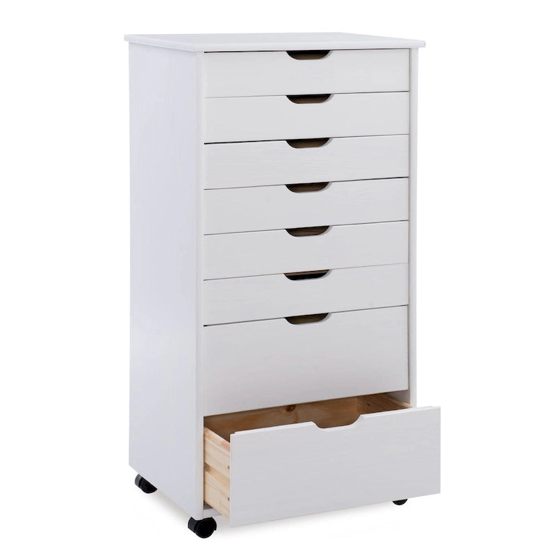 40 White Rolling Storage Cabinet with 8 Drawer
