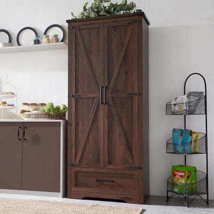 Farmhouse Kitchen Pantry Cabinet, Wood Storage Cabinets