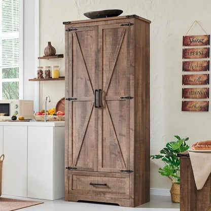 Farmhouse Kitchen Pantry Cabinet, Wood Storage Cabinets