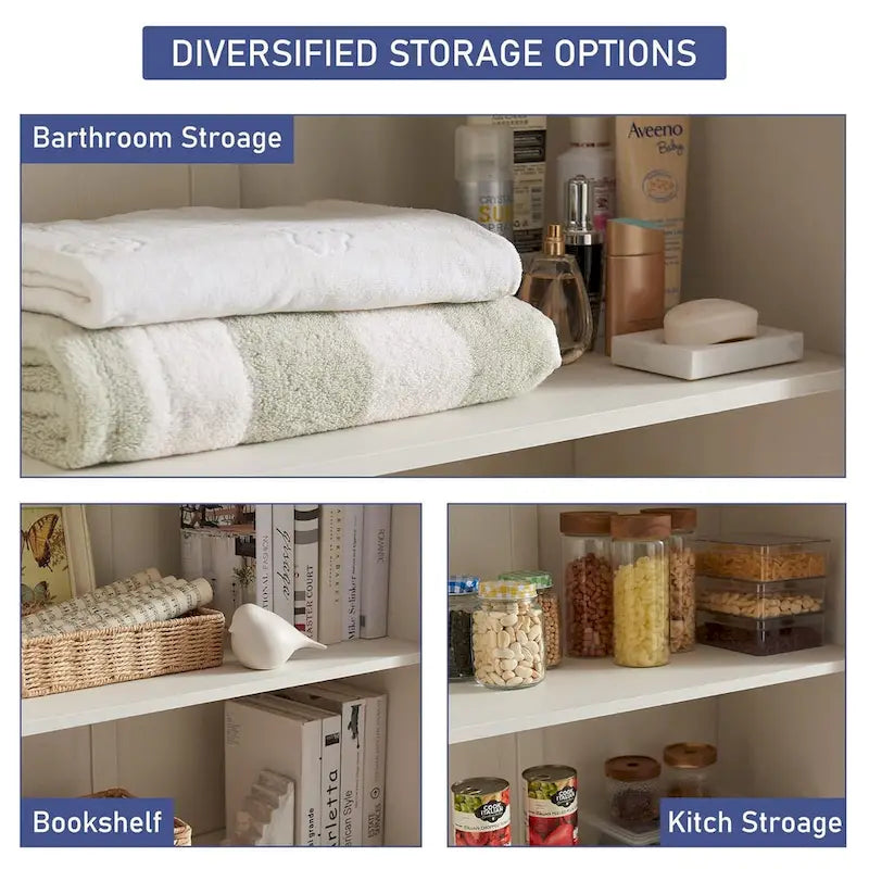 Farmhouse Kitchen Pantry Cabinet, Wood Storage Cabinets