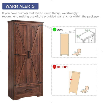 Farmhouse Kitchen Pantry Cabinet, Wood Storage Cabinets