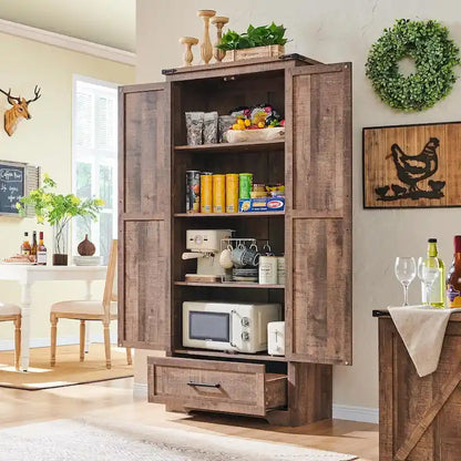 Farmhouse Kitchen Pantry Cabinet, Wood Storage Cabinets