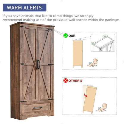 Farmhouse Kitchen Pantry Cabinet, Wood Storage Cabinets