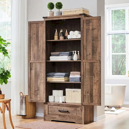 Farmhouse Kitchen Pantry Cabinet, Wood Storage Cabinets
