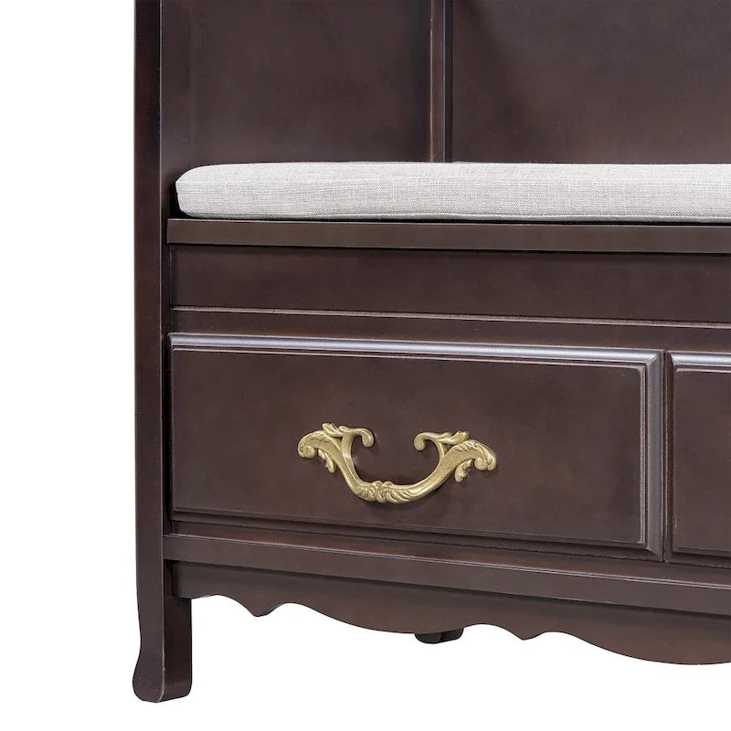 Modern Entryway Storage Bench with Removable Cushion for Living Room