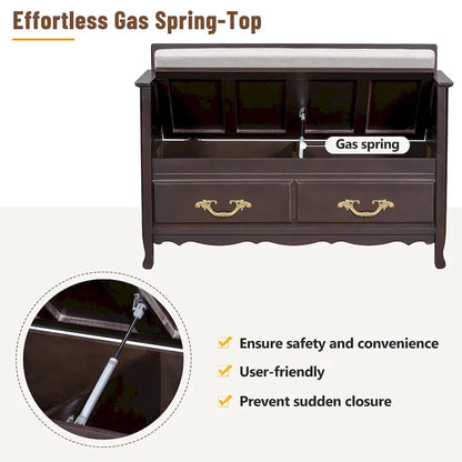 Modern Entryway Storage Bench with Removable Cushion for Living Room