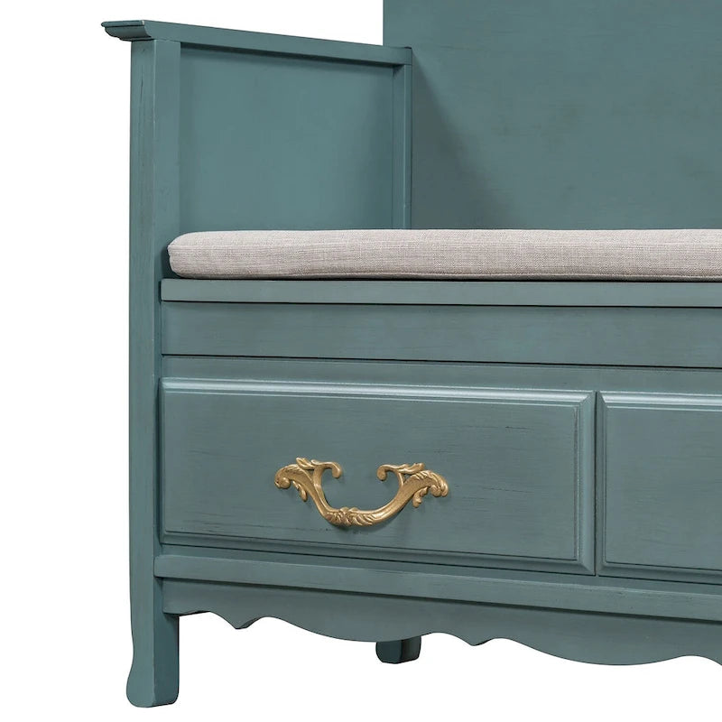Modern Entryway Storage Bench with Removable Cushion for Living Room