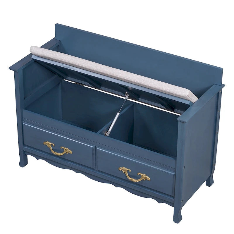 Modern Entryway Storage Bench with Removable Cushion for Living Room