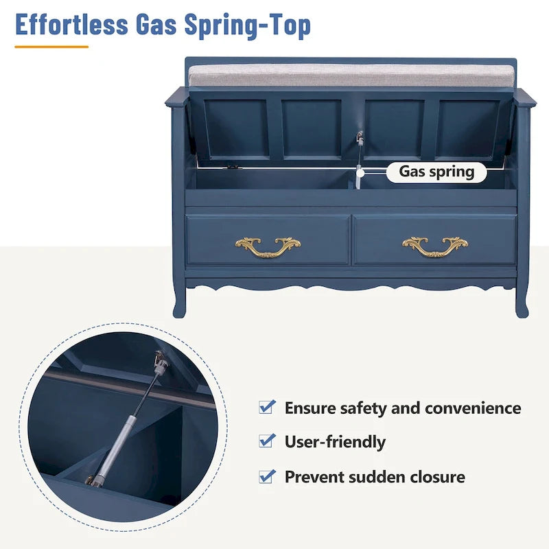 Modern Entryway Storage Bench with Removable Cushion for Living Room