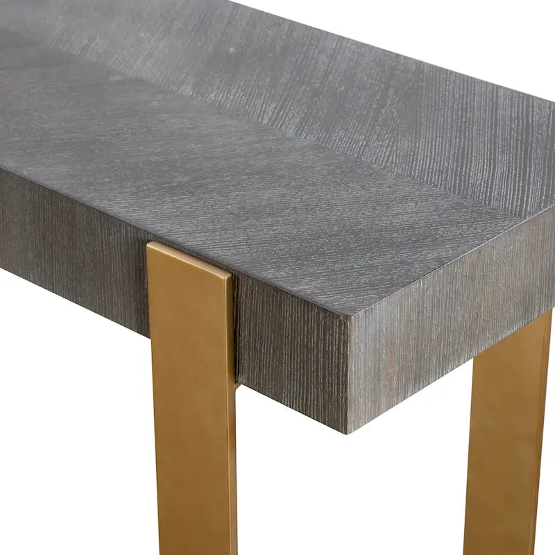 Rectangular Console Table with Strap Legs - 60 - Gray and Gold