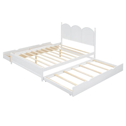 Queen Size Platform Bed with 2 Drawers, Multifunctional Storage Bed Frame with Twin XL Size Trundle