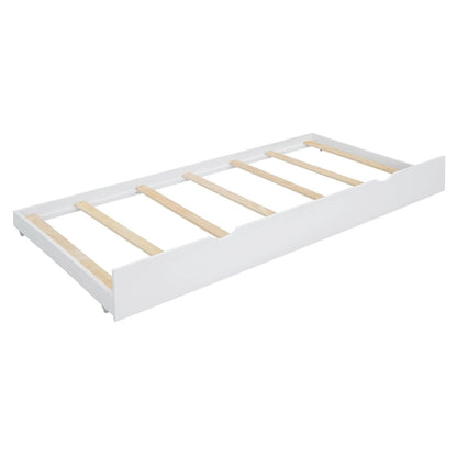 Queen Size Platform Bed with 2 Drawers, Multifunctional Storage Bed Frame with Twin XL Size Trundle
