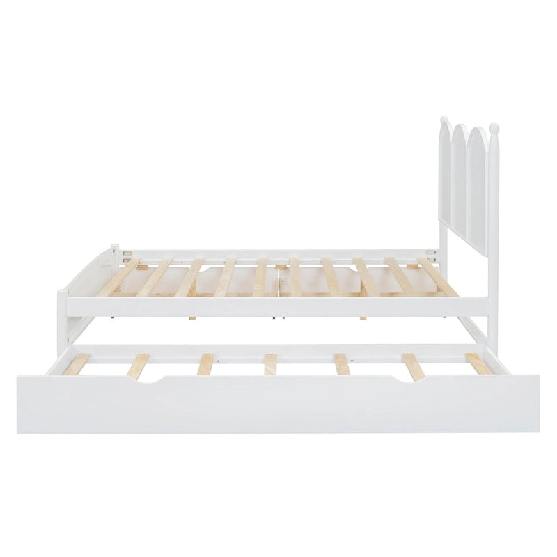 Queen Size Platform Bed with 2 Drawers, Multifunctional Storage Bed Frame with Twin XL Size Trundle