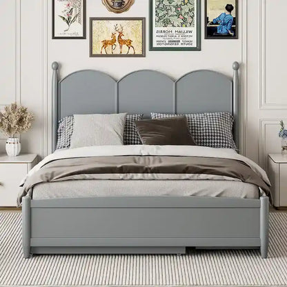 Queen Size Platform Bed with 2 Drawers, Multifunctional Storage Bed Frame with Twin XL Size Trundle