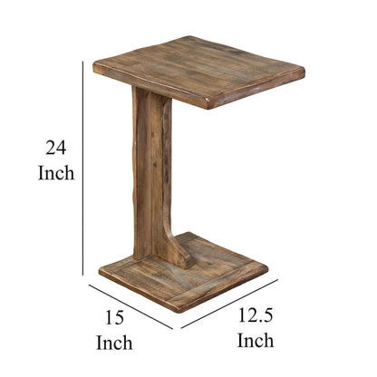Dazy Sofa Side C Table, 15x12.5 Rustic Light Brown Mahogany Wood