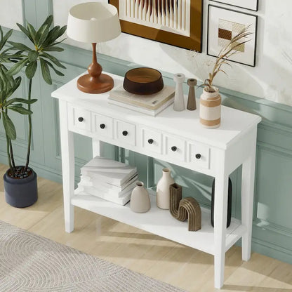 Entryway Table with 2 Drawers(White)