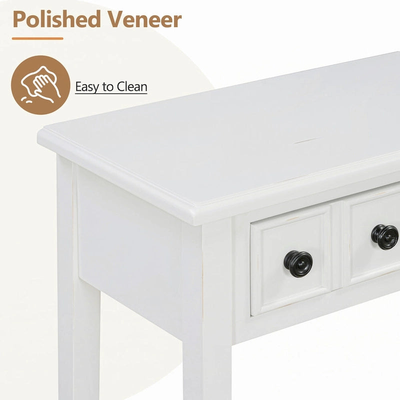 Entryway Table with 2 Drawers(White)