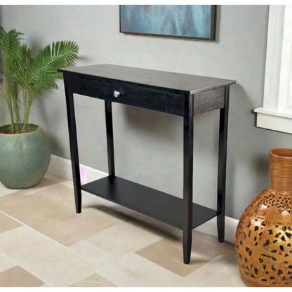 Solid Acacia Wood 1-drawer Console Table with Bottom Shelf
