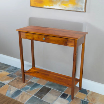 Solid Acacia Wood 1-drawer Console Table with Bottom Shelf