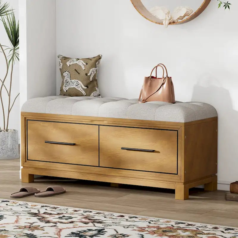 Shoe Bench with Removable Cushion & Hidden Storage