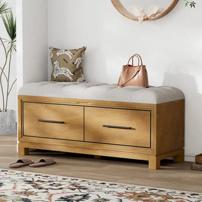 Shoe Bench with Removable Cushion & Hidden Storage