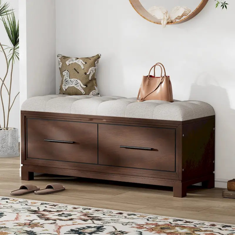 Shoe Bench with Removable Cushion & Hidden Storage