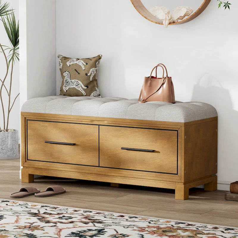 Shoe Bench with Removable Cushion & Hidden Storage