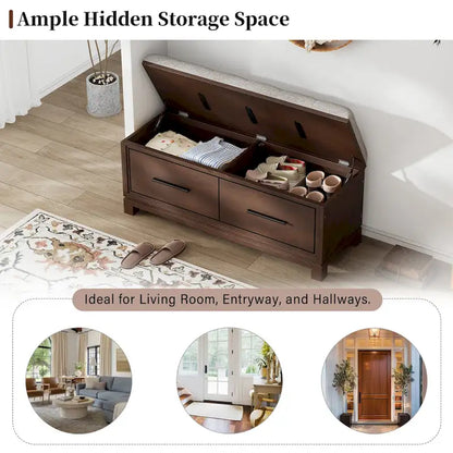 Shoe Bench with Removable Cushion & Hidden Storage