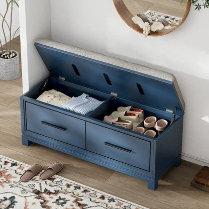 Shoe Bench with Removable Cushion & Hidden Storage