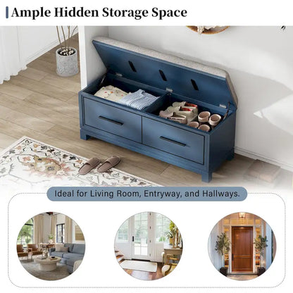 Shoe Bench with Removable Cushion & Hidden Storage