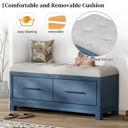 Shoe Bench with Removable Cushion & Hidden Storage