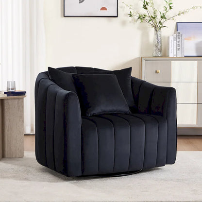 Modern Velvet Swivel Accent Chair,Sofa Chair with Pillows