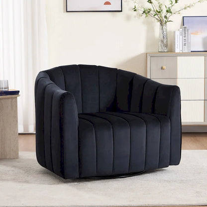 Modern Velvet Swivel Accent Chair,Sofa Chair with Pillows
