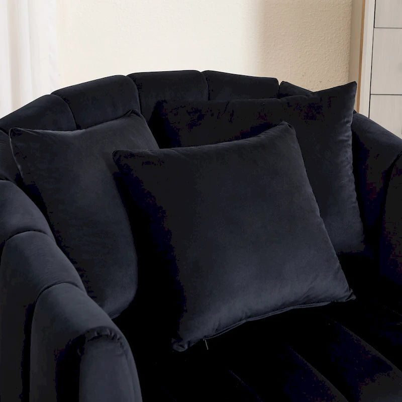 Modern Velvet Swivel Accent Chair,Sofa Chair with Pillows