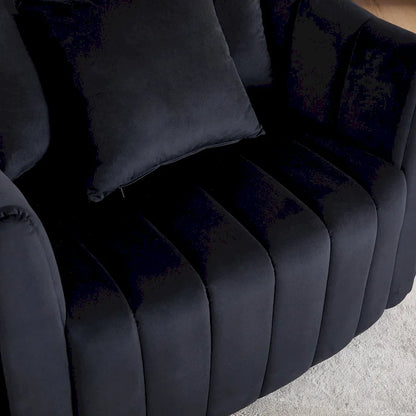 Modern Velvet Swivel Accent Chair,Sofa Chair with Pillows