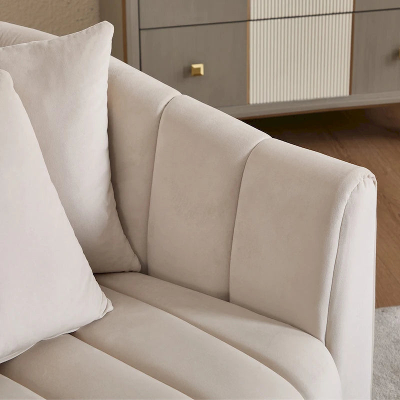 Modern Velvet Swivel Accent Chair,Sofa Chair with Pillows