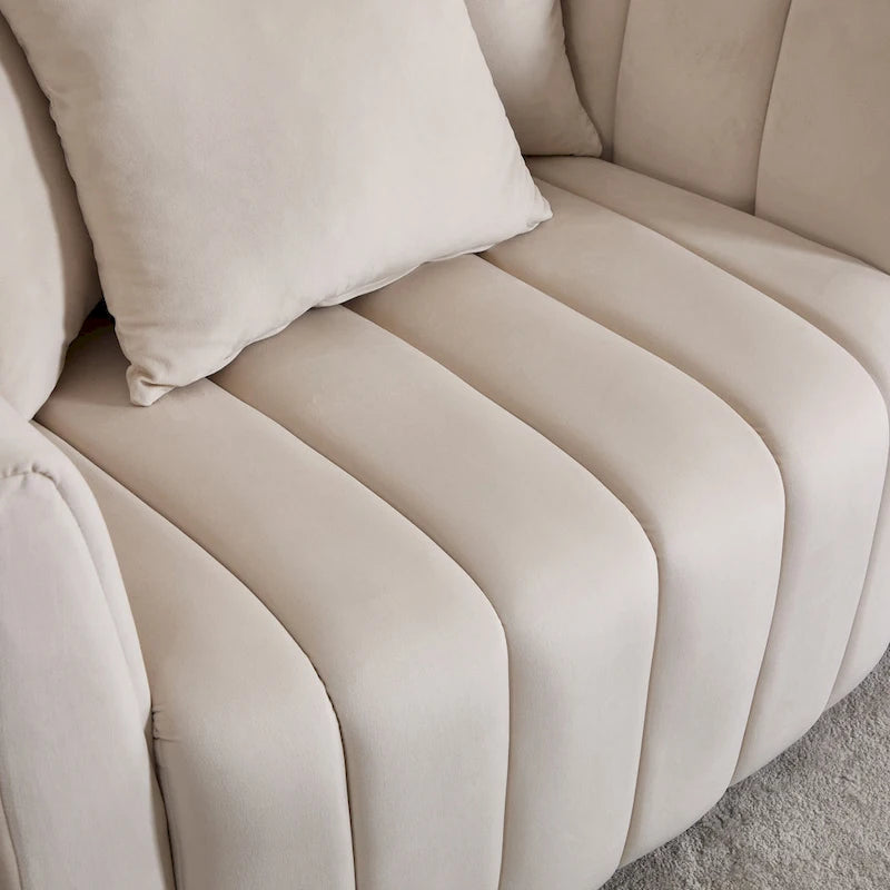 Modern Velvet Swivel Accent Chair,Sofa Chair with Pillows