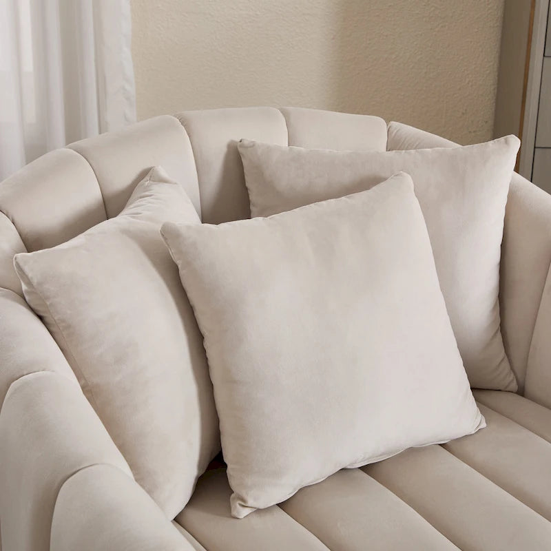 Modern Velvet Swivel Accent Chair,Sofa Chair with Pillows