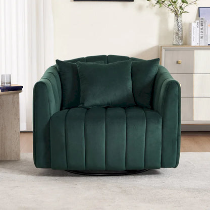 Modern Velvet Swivel Accent Chair,Sofa Chair with Pillows