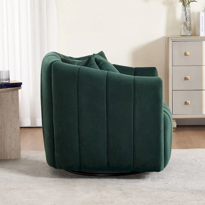 Modern Velvet Swivel Accent Chair,Sofa Chair with Pillows