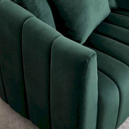 Modern Velvet Swivel Accent Chair,Sofa Chair with Pillows
