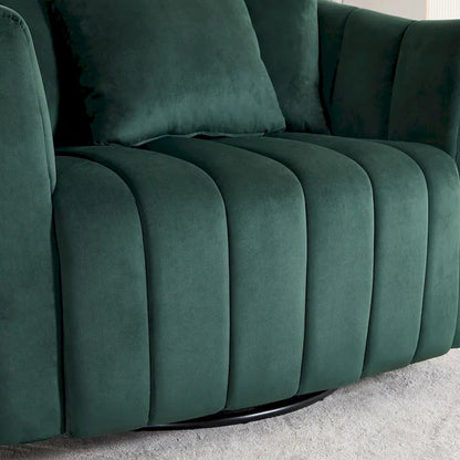 Modern Velvet Swivel Accent Chair,Sofa Chair with Pillows