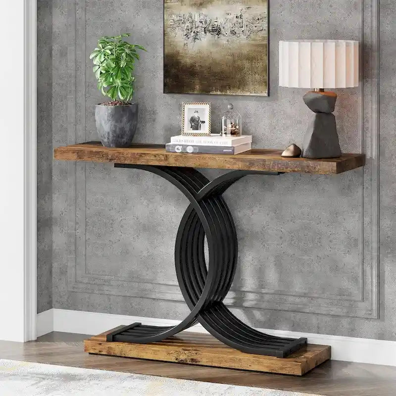 Modern Entryway Table, 39-Inch Console Accent Table, Narrow Wood Sofa Foyer Table