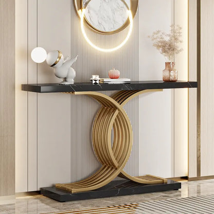 Modern Entryway Table, 39-Inch Console Accent Table, Narrow Wood Sofa Foyer Table