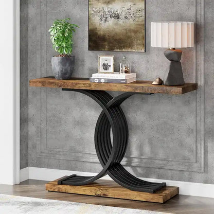 Modern Entryway Table, 39-Inch Console Accent Table, Narrow Wood Sofa Foyer Table