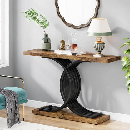 Modern Entryway Table, 39-Inch Console Accent Table, Narrow Wood Sofa Foyer Table